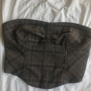 Free People plaid cropped strapless top